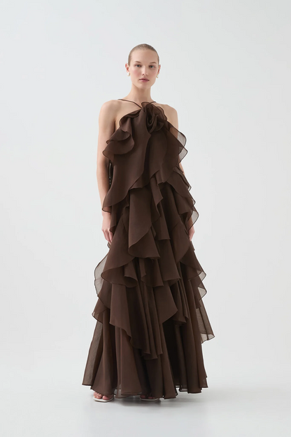 Aje Pandorea Layered Maxi Dress(Carob)