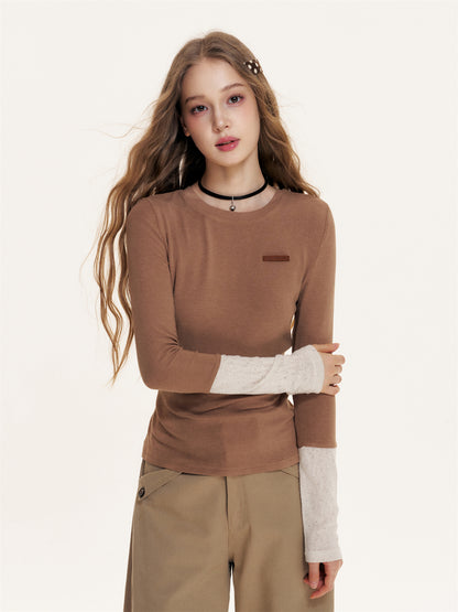 16DEWS 16D25435 Color blocked slim fit base top