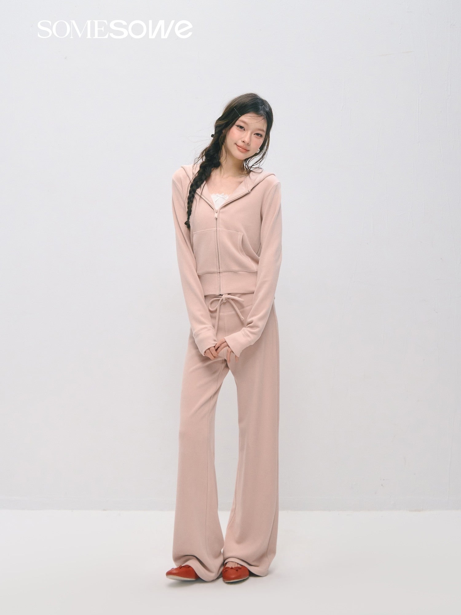 SOMESOWE S2509018&amp;S2509019 Cloud velvet soft hooded sweatshirt + pants set
