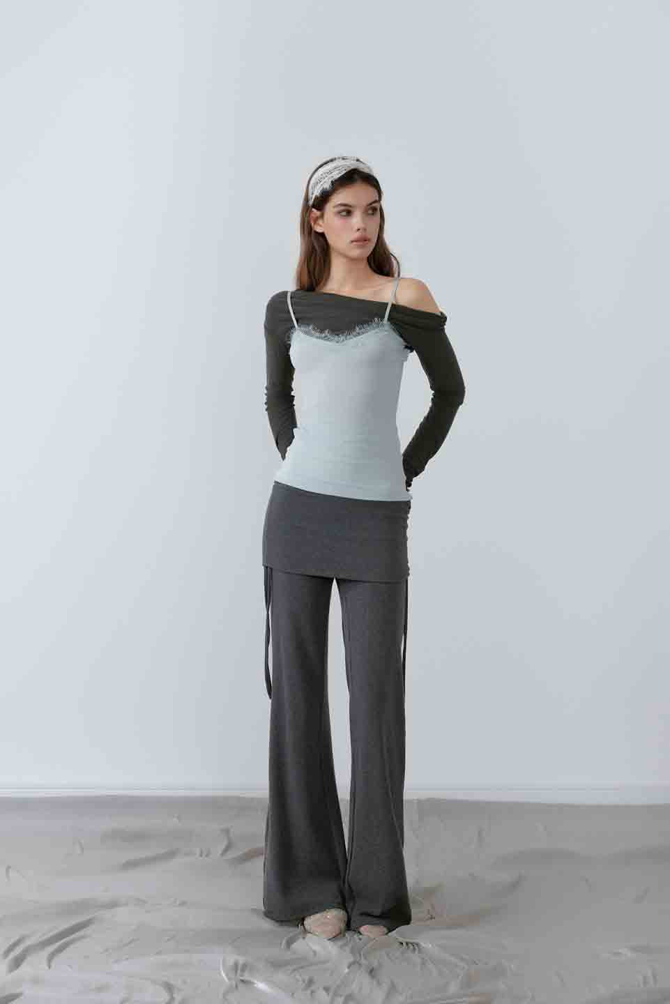 NONCESTNON N225 Micro trumpet drawstring pants
