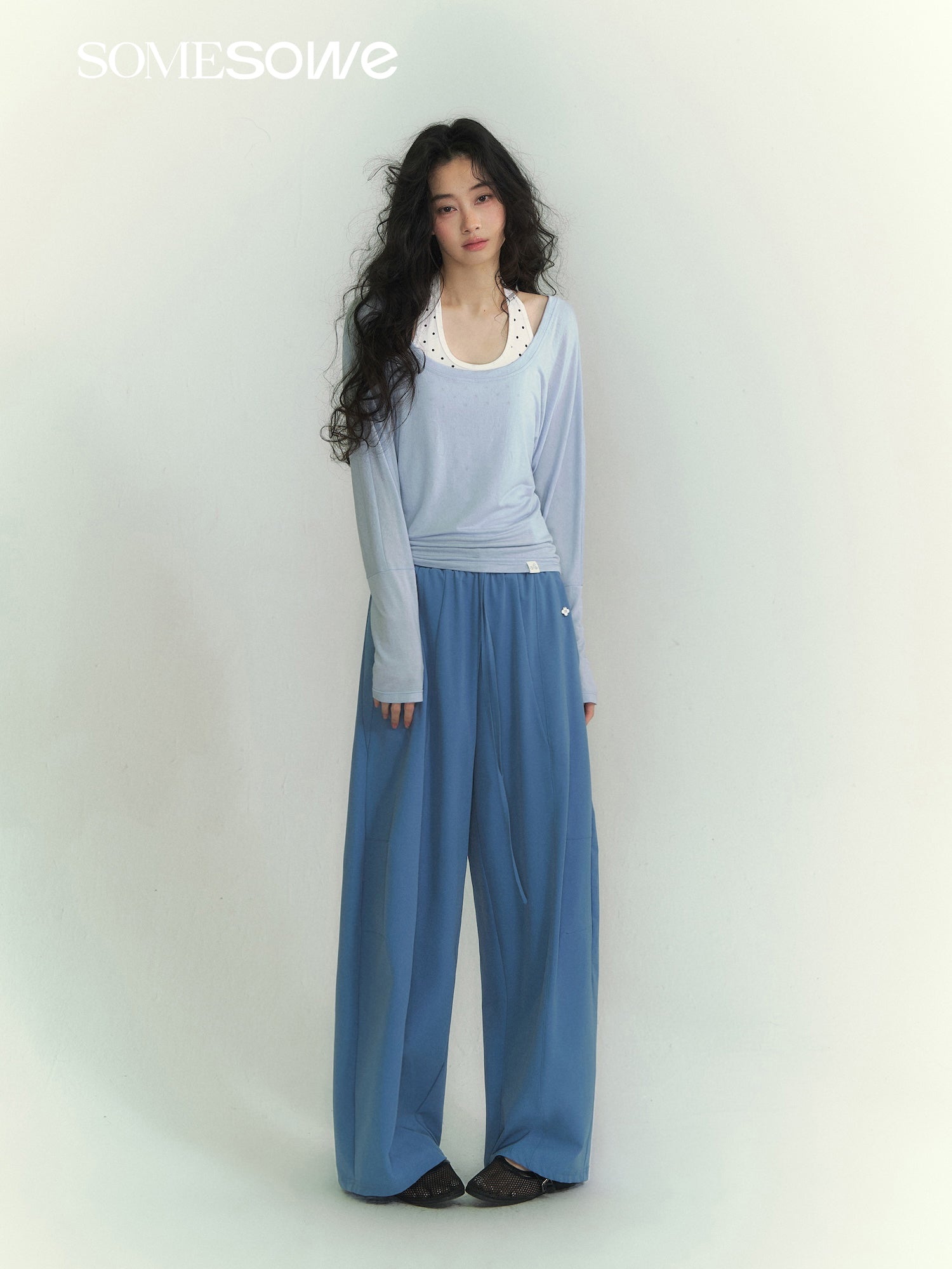 SOMESOWE S2609066 Light oxygen wide leg curved knife pants