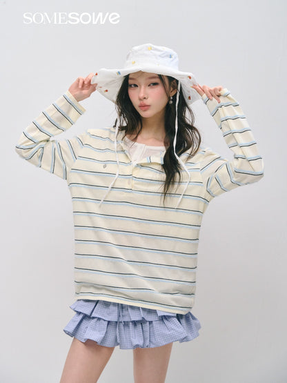 SOMESOWE S2609027 Fake two wide spaced striped tops