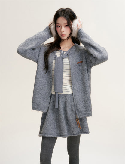 16DEWS 16D25451 Casual knitted sweater + skirt set