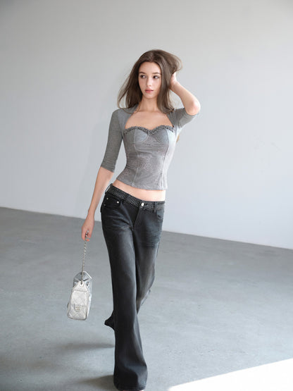 NONCESTNON N307 Lace mid sleeve corset