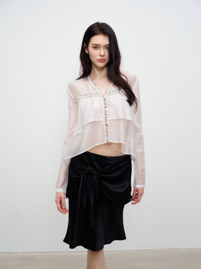 NONCESTNON N371 White Sheer Blouse