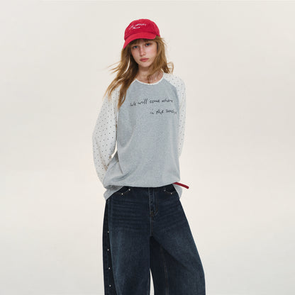 Asgony ASG26566 Polka Dot Oversized T-Shirt