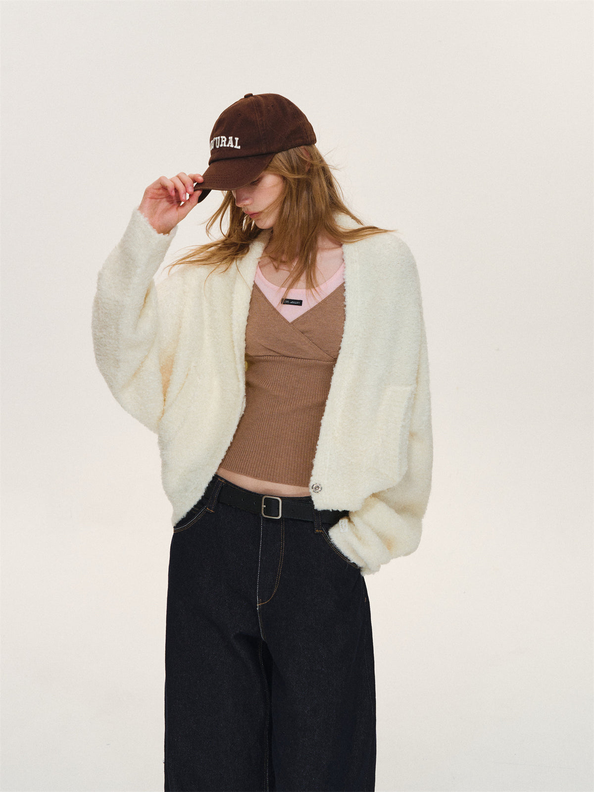 Asgony ASG26568 Soft Loop-Yarn Batwing Cardigan