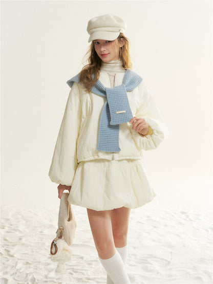 16DEWS 16D25536 Round neck cotton jacket + A-line skirt two-piece set