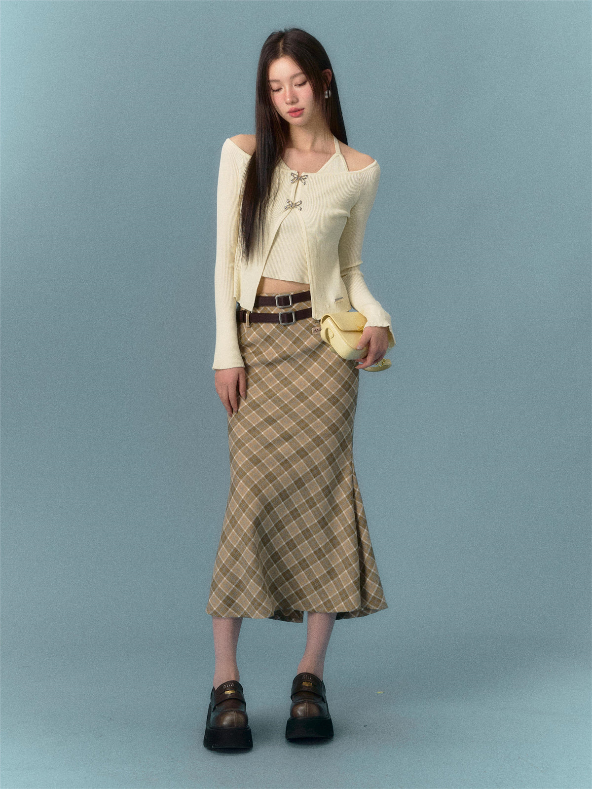 ASGONY Grid Fishtail Skirt