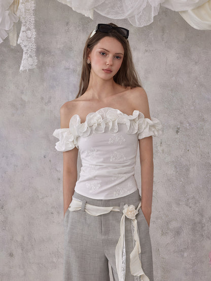 NOMEANSNO N188 White off-shoulder top