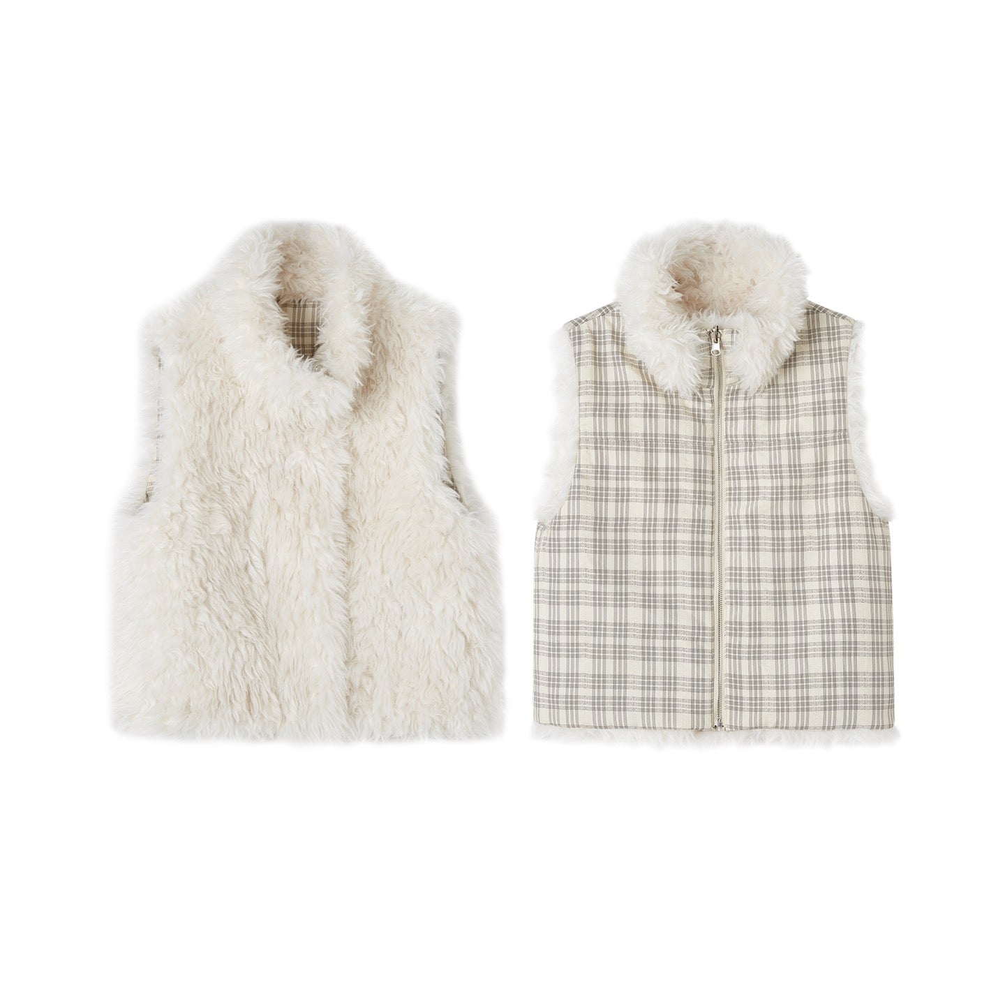SOMESOWE S2508263 Grid splicing lamb wool double-sided vest