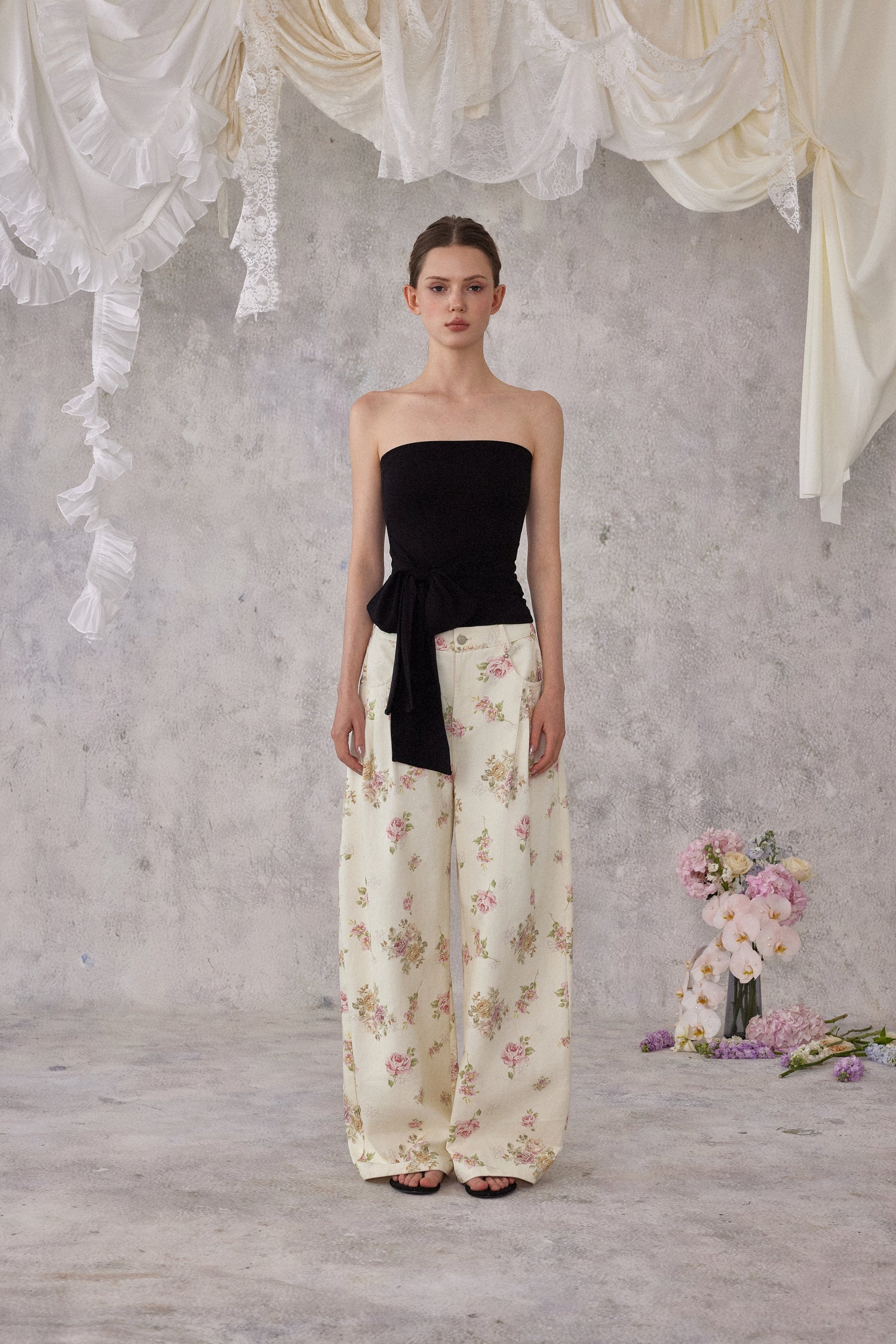NOMEANSNO N166 Floral denim pants