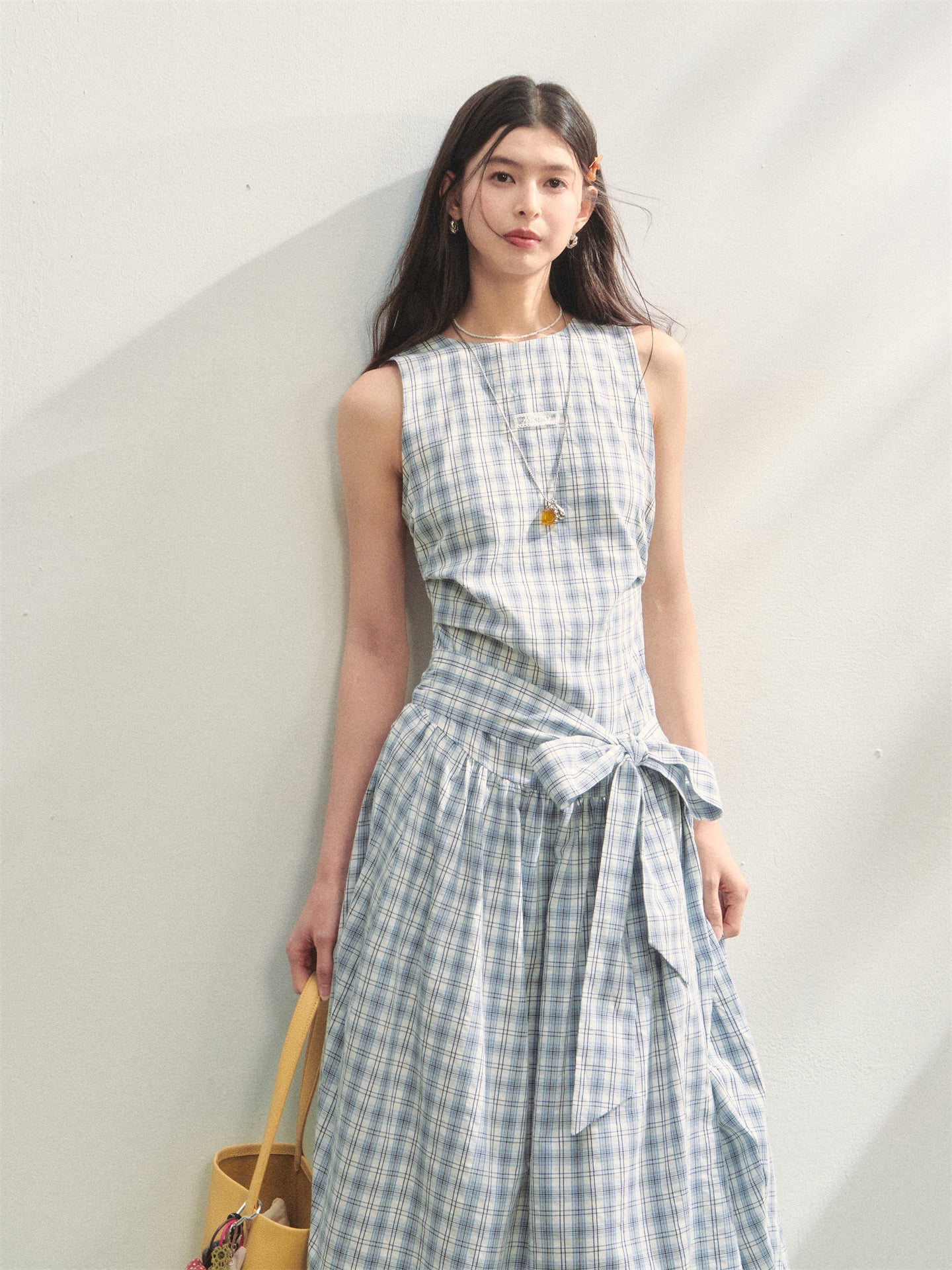 AsGony ASG25259 Plaid strap vest dress