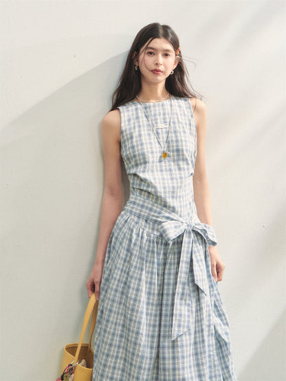 AsGony ASG25259 Plaid strap vest dress
