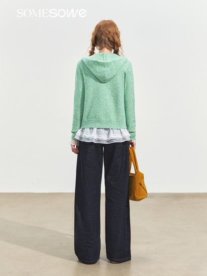 SOMESOWE S2508246 Hooded shawl rolled edge round neck cardigan