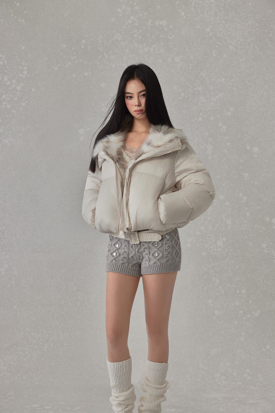 NONCESTNON N276 Fur-trimmed down jacket