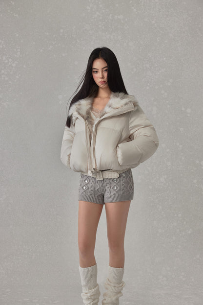 NONCESTNON N276 Fur-trimmed down jacket