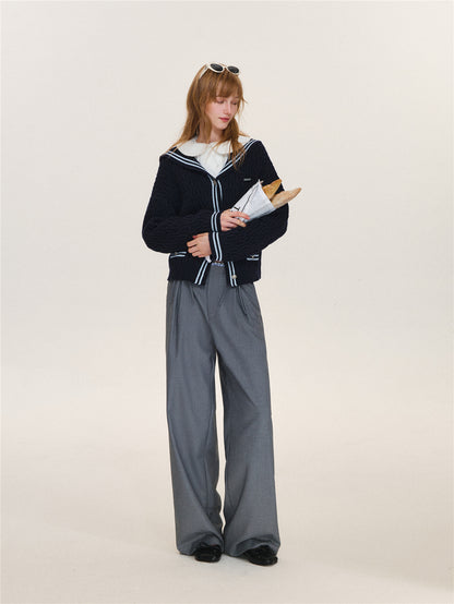Asgony ASG26627 Plaid Lace-Trim Pleated-Waist Trousers