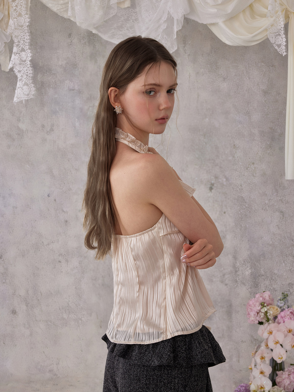 NOMEANSNO N178 Pink halter neck  top