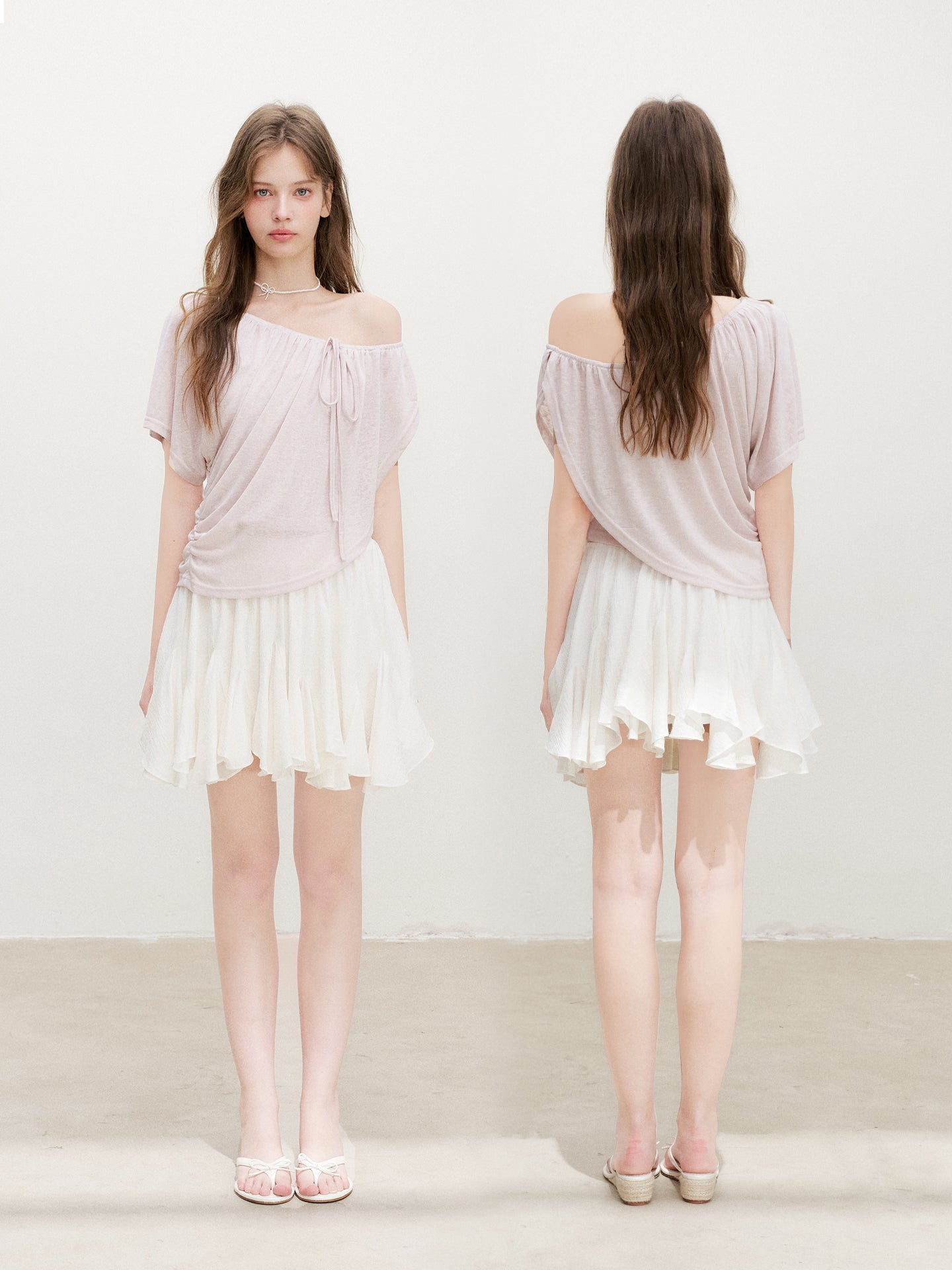 16DEWS 16D26371 Lyocell Asymmetric Faux Two-Piece Top