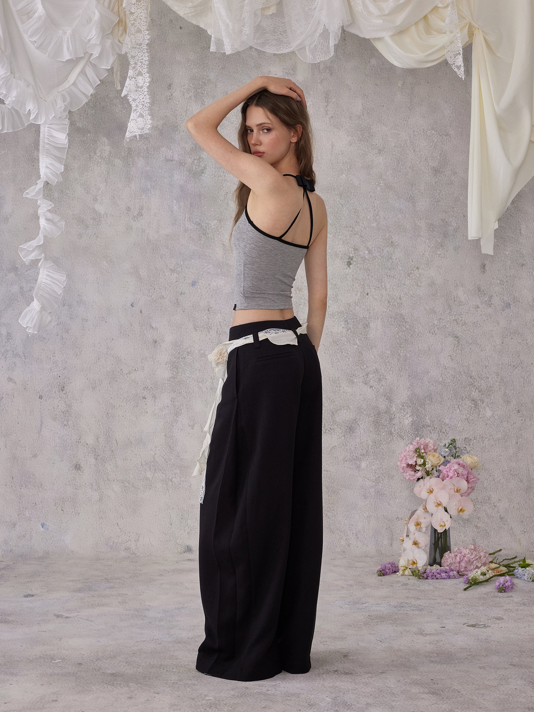 NOMEANSNO N160 Color blocking bow camisole (2color)