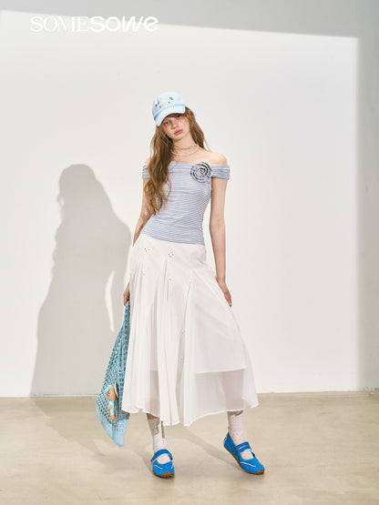 SOMESOWE S2508136 Embroidered flowers vacation style fairy skirt