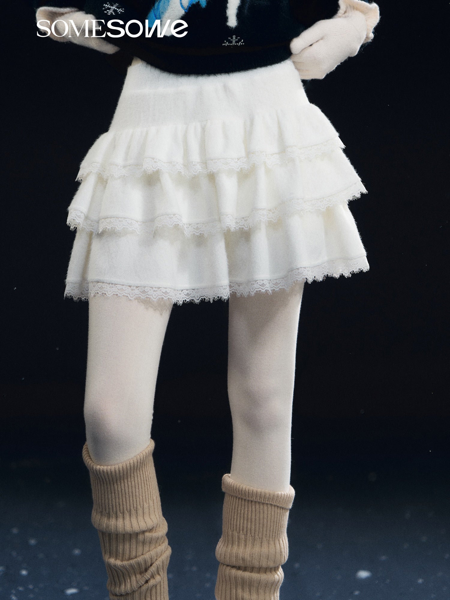 SOMESOWE S2508307 Lace patchwork fluffy cake skirt