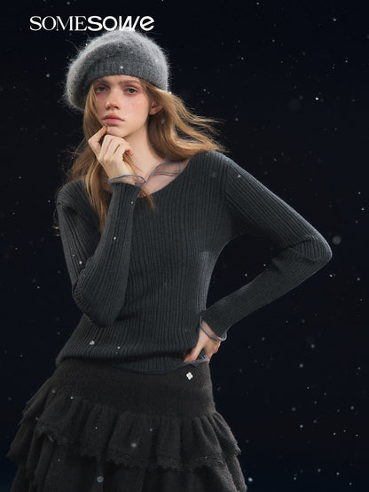 SOMESOWE S2508310 Mesh splicing high elasticity base shirt