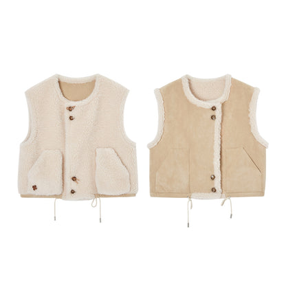 SOMESOWE S2508306 Buckled lambhair double-sided vest