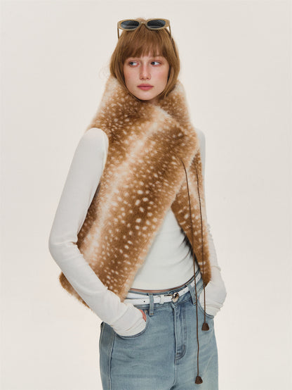 Asgony ASG26611 Strap-Detail Faux Fur Vest