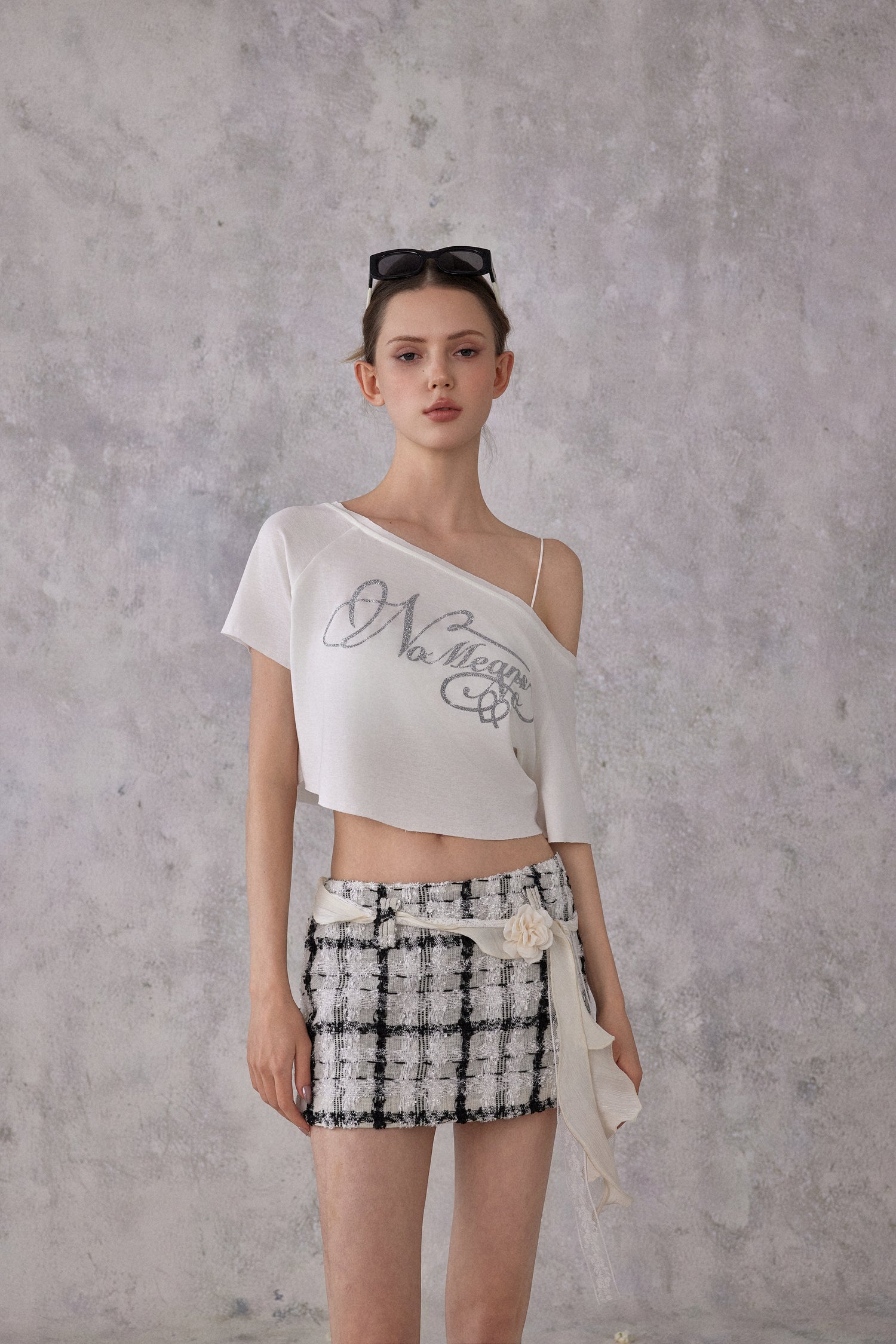 NOMEANSNO N181 Black and white checkered skirt