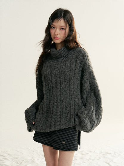 16DEWS 16D25503 High neck twists silhouette pullover sweater