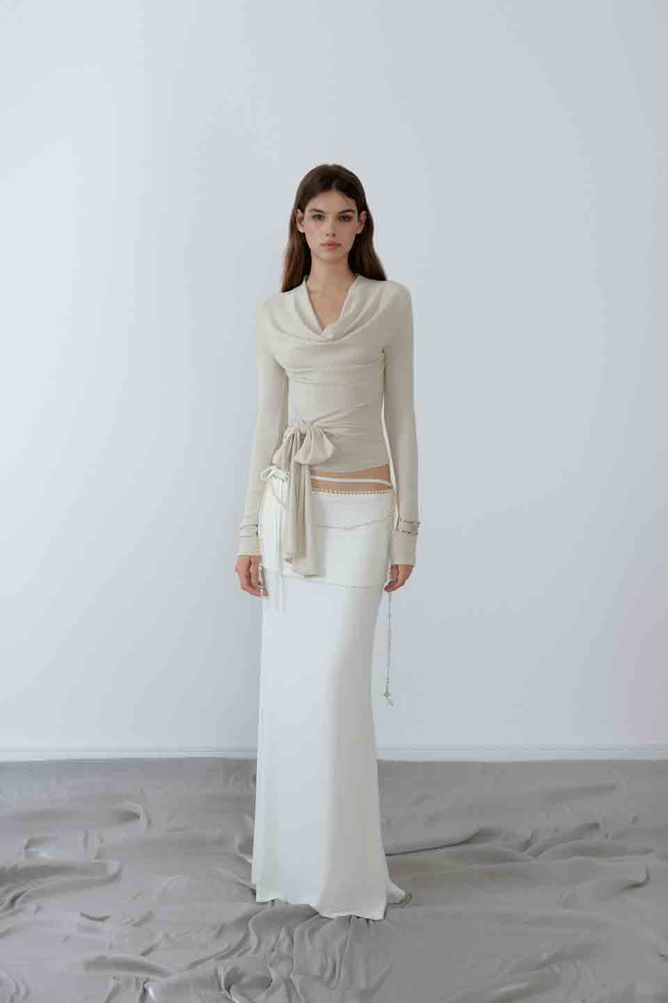 NONCESTNON N217 Swinging collar rhinestone top