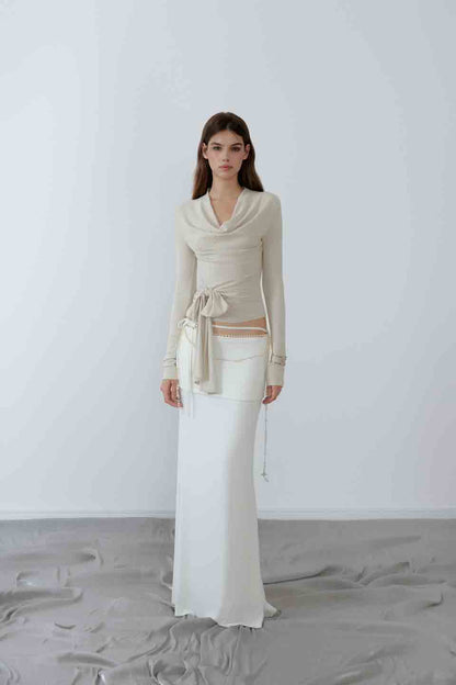 NONCESTNON N217 Swinging collar rhinestone top