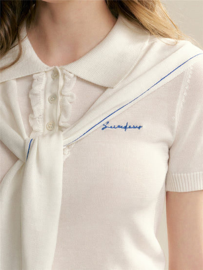 16DEWS 16D246067 Polo collar woolen short sleeved shirt