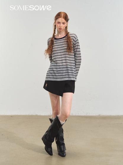 SOMESOWE S2508227 Vintage striped versatile knitted top