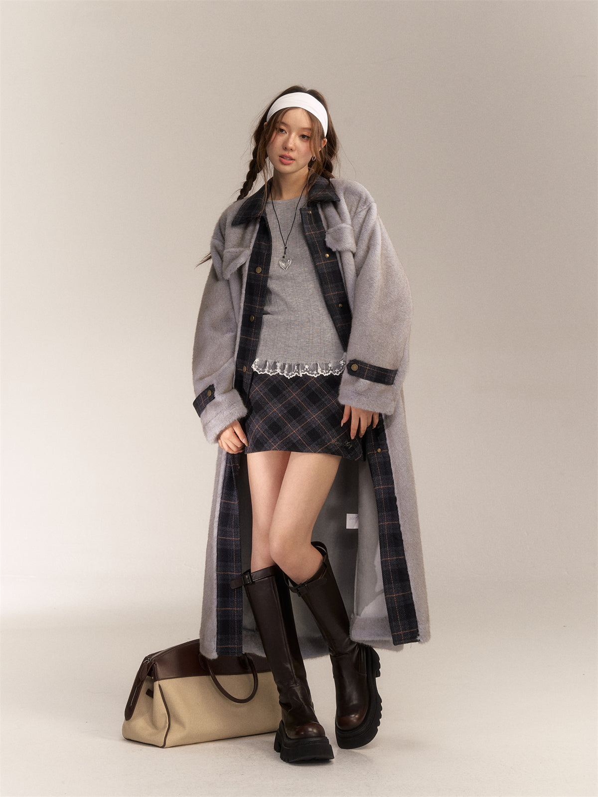 AsGony ASG24646 Maxi Grey Coat