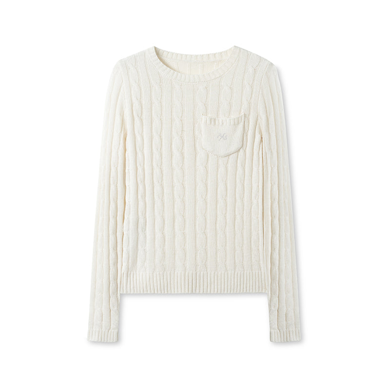 NAWS C053925 Twisted floral pattern knitted sweater
