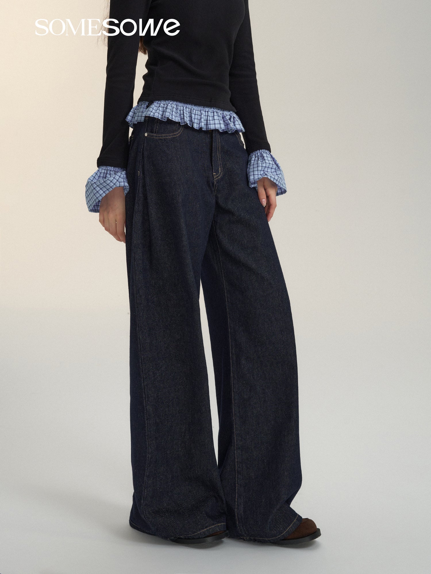 SOMESOWE S2407247 Primary dark blue pleated jeans