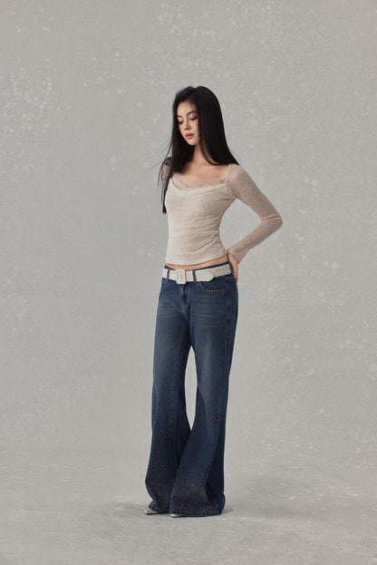 NONCESTNON N259 Rhinestone jeans