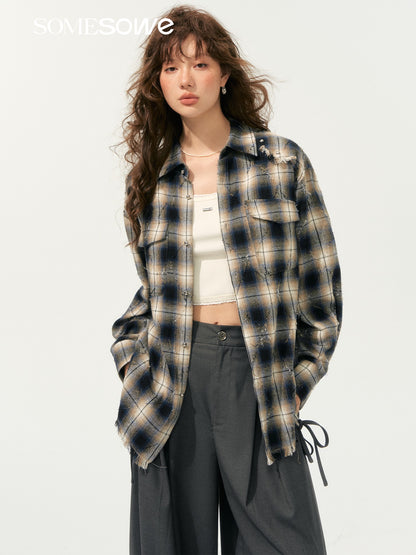 SOMESOWE S2508185 Light punk fringe plaid shirt