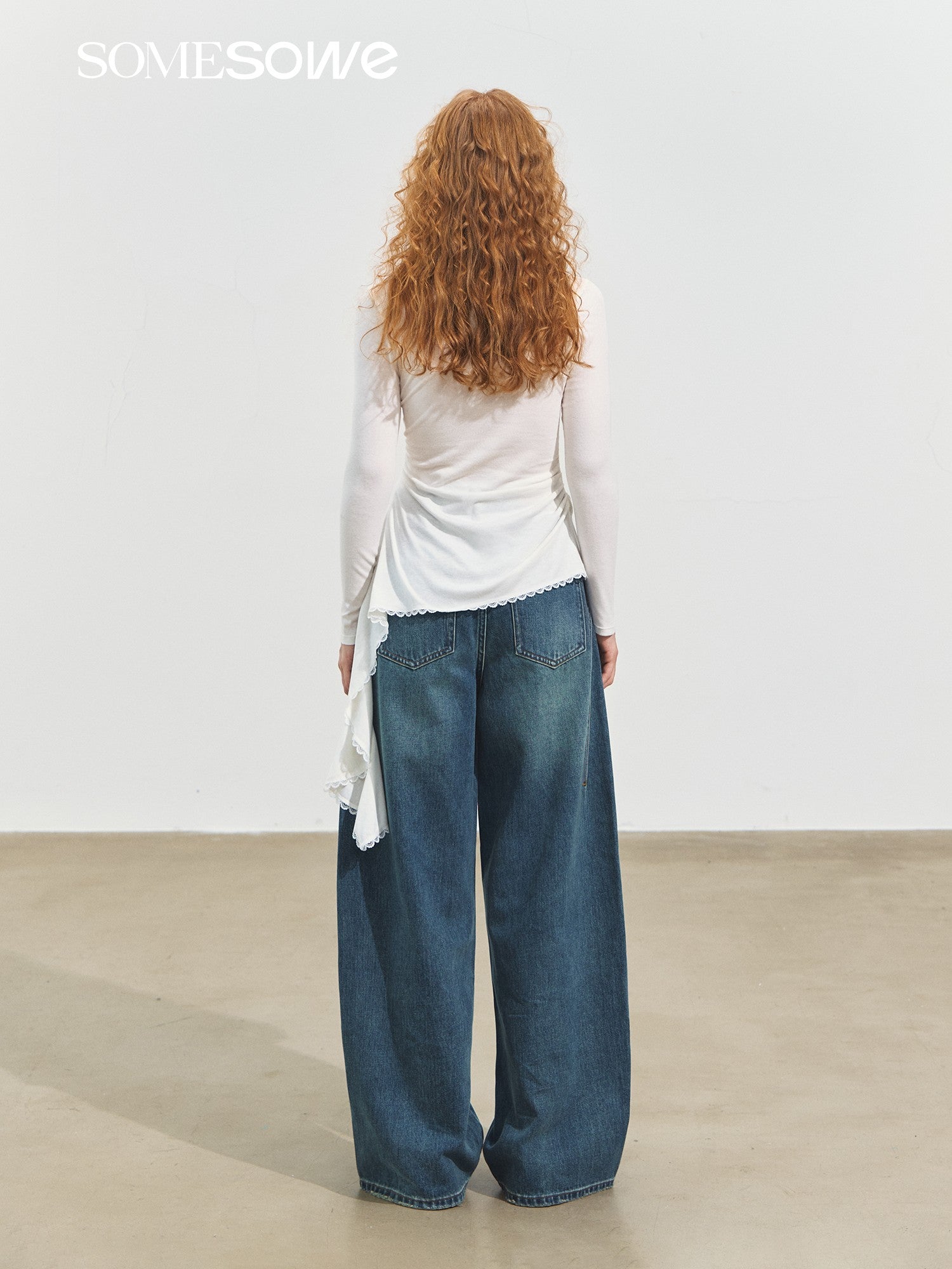 SOMESOWE S2508253 Three dimensional split wide leg jeans
