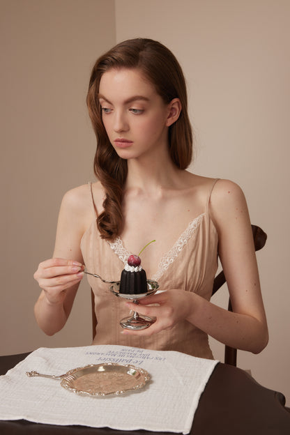 First Date Nude lace bow camisole puffy dress