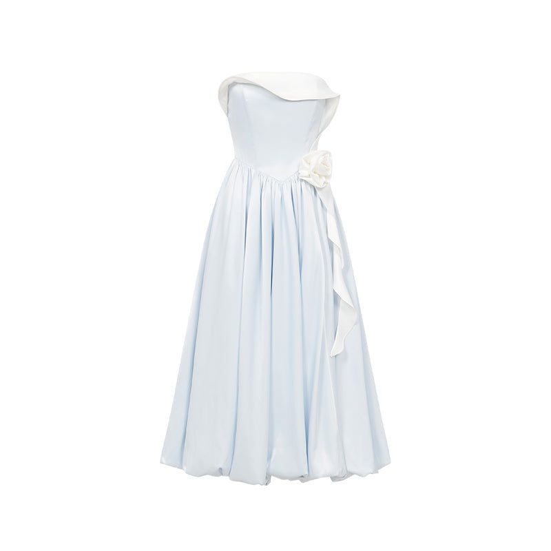 SHEERLUCK SLLYQ26313 Satin printed holiday style floral bud dress