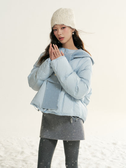 16DEWS 16D25515 White duck down round neck short down jacket