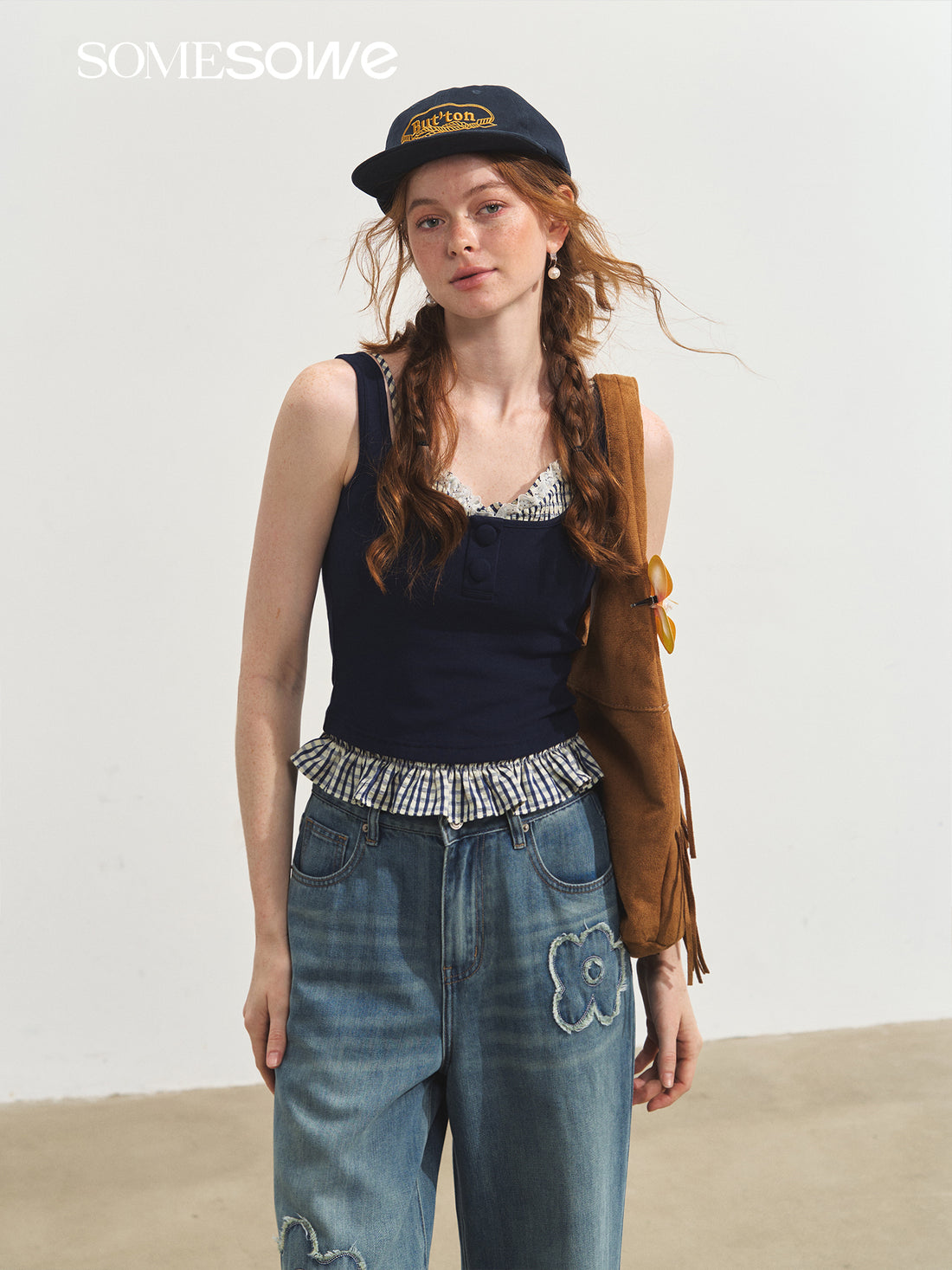 SOMESOWE S2508083 Plaid sleeveless knitted vest
