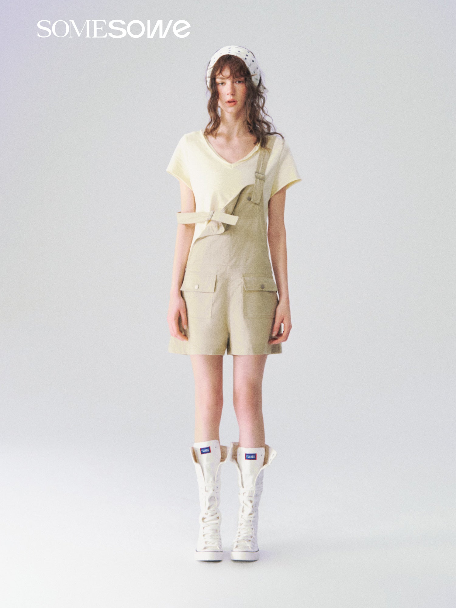 SOMESOWE S2609089 Linen workwear overall shorts