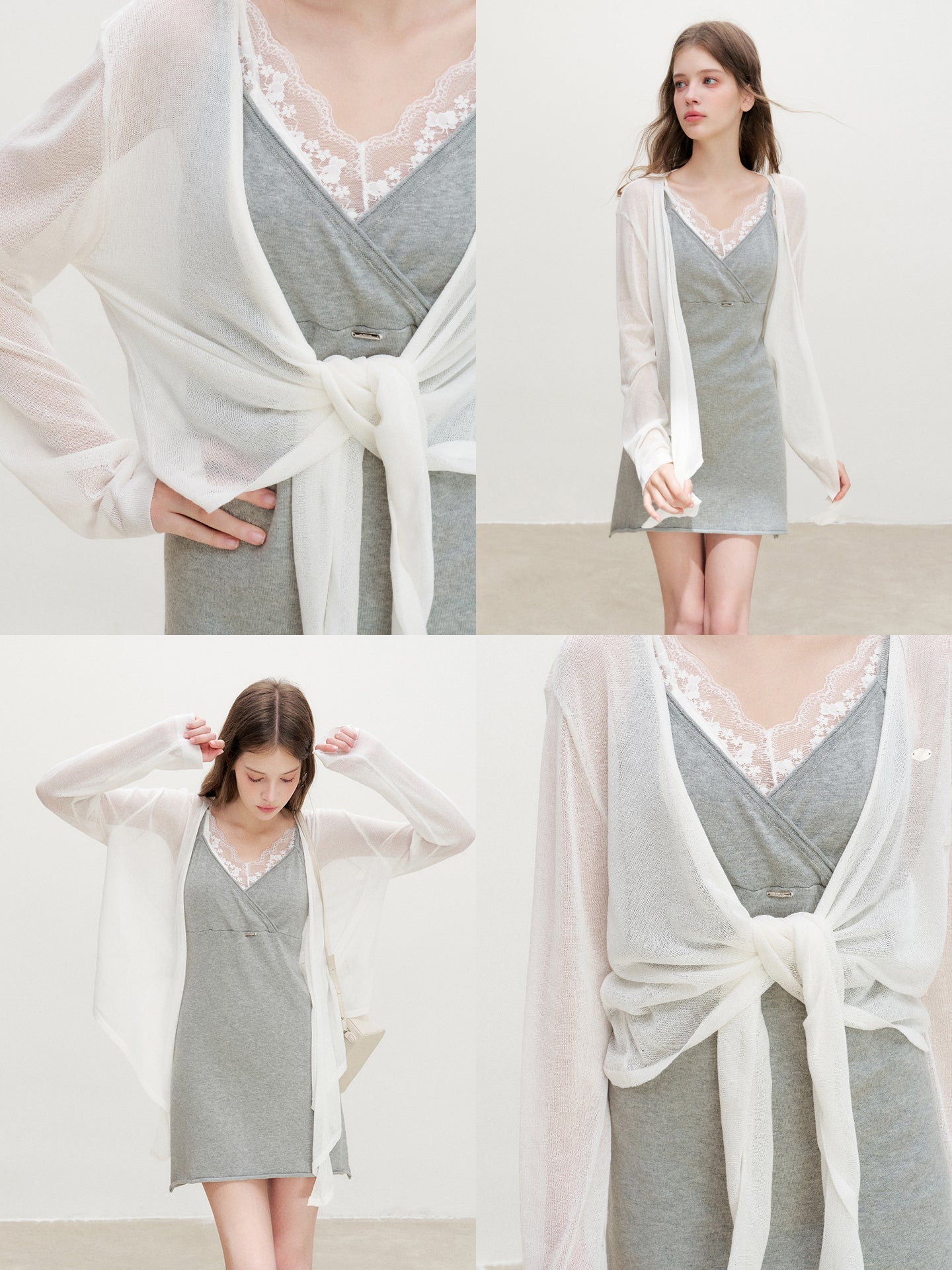 16DEWS 16D26341 Lightweight Layering Sheer Knit Cardigan