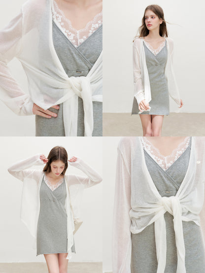 16DEWS 16D26341 Lightweight Layering Sheer Knit Cardigan