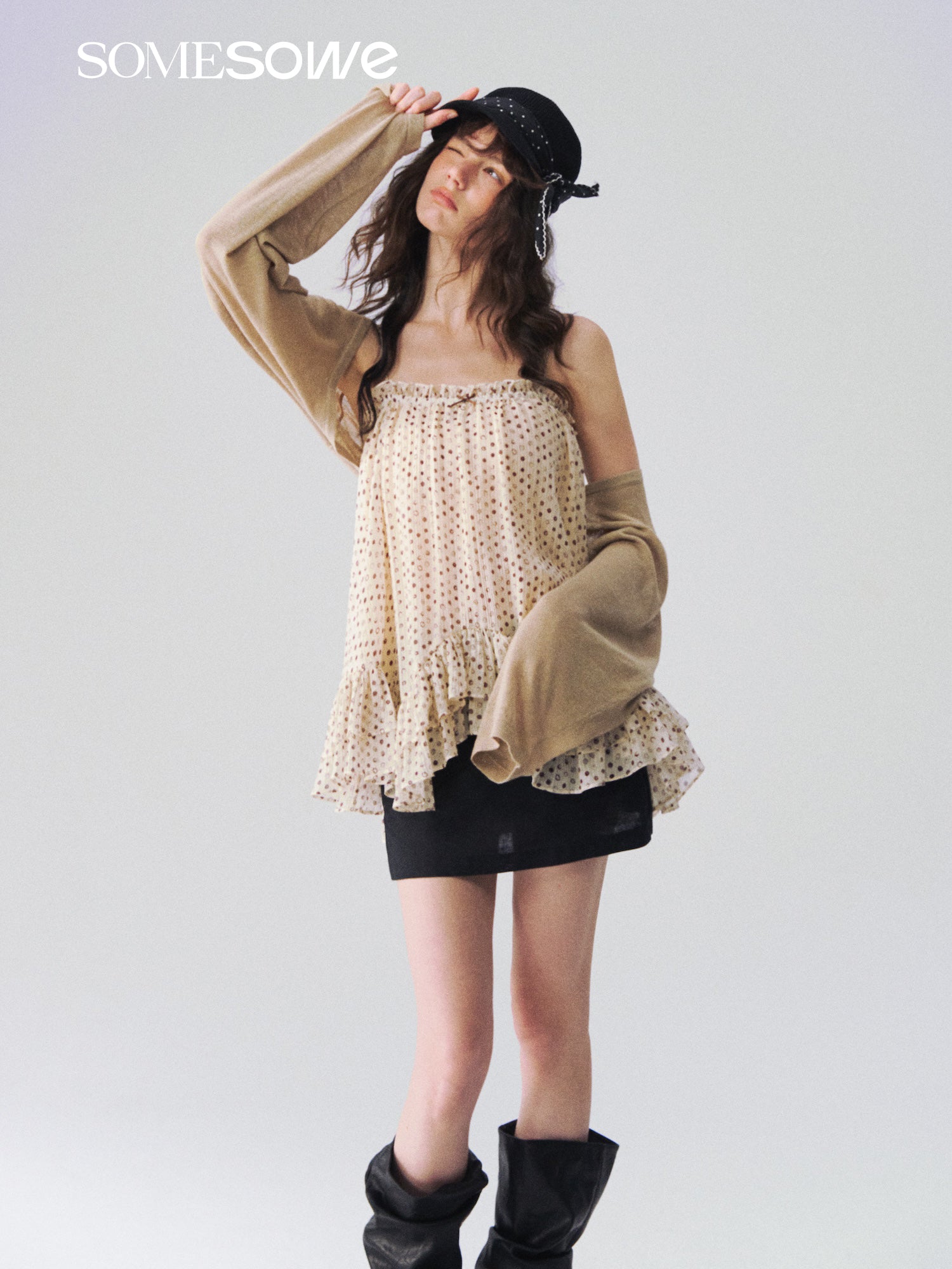 SOMESOWE S2609080 Batwing sleeve cooling sensation cardigan (khaki)